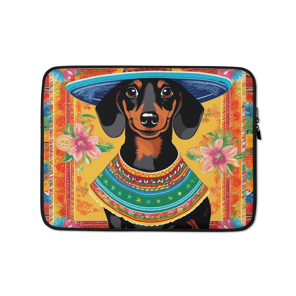 PugMug Custom Black Dachshund Laptop Sleeve