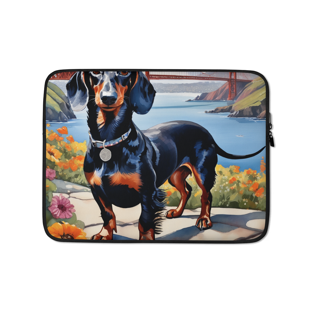 PugMug Custom Black Dachshund Laptop Sleeve