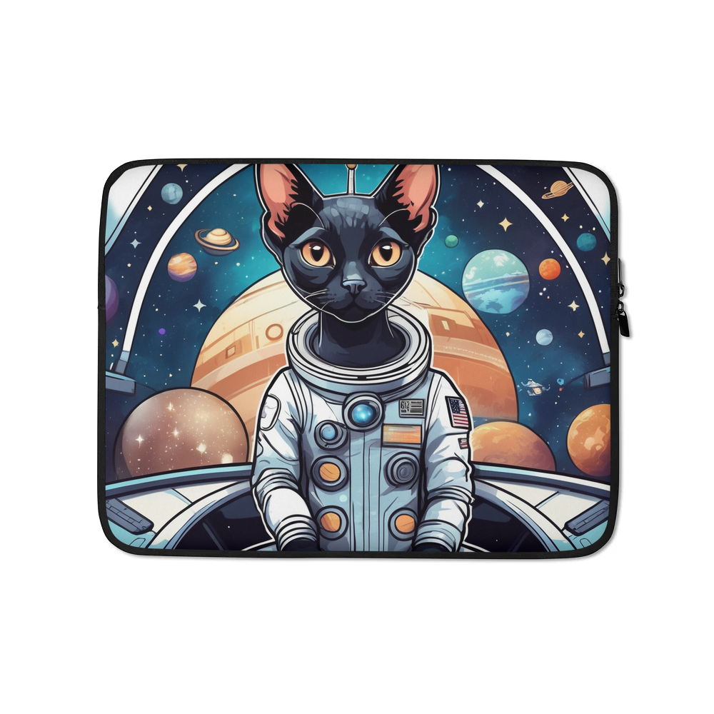 PugMug Custom Black Devon Rex Cat Laptop Sleeve