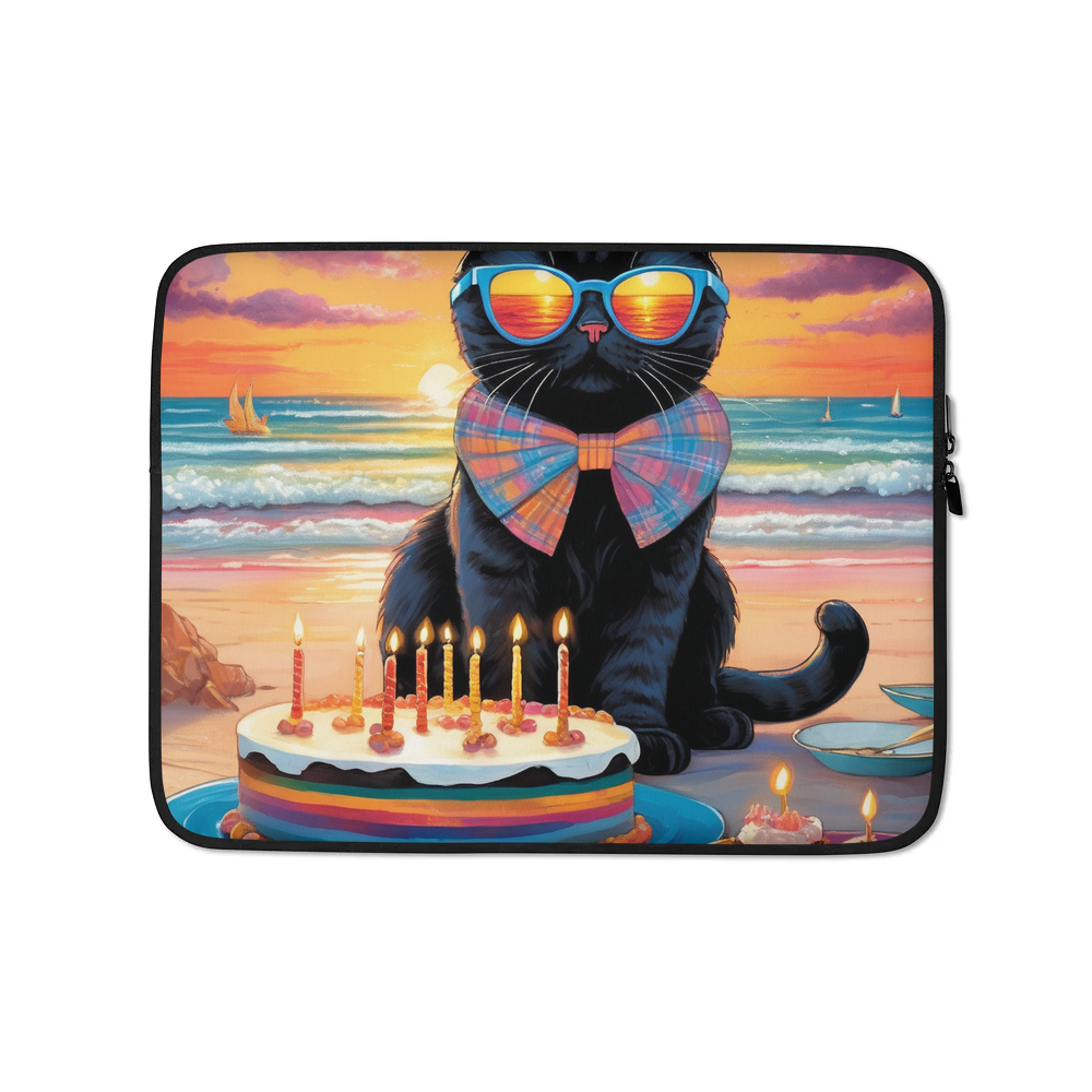 PugMug Custom Black Scottish Fold Cat Laptop Sleeve