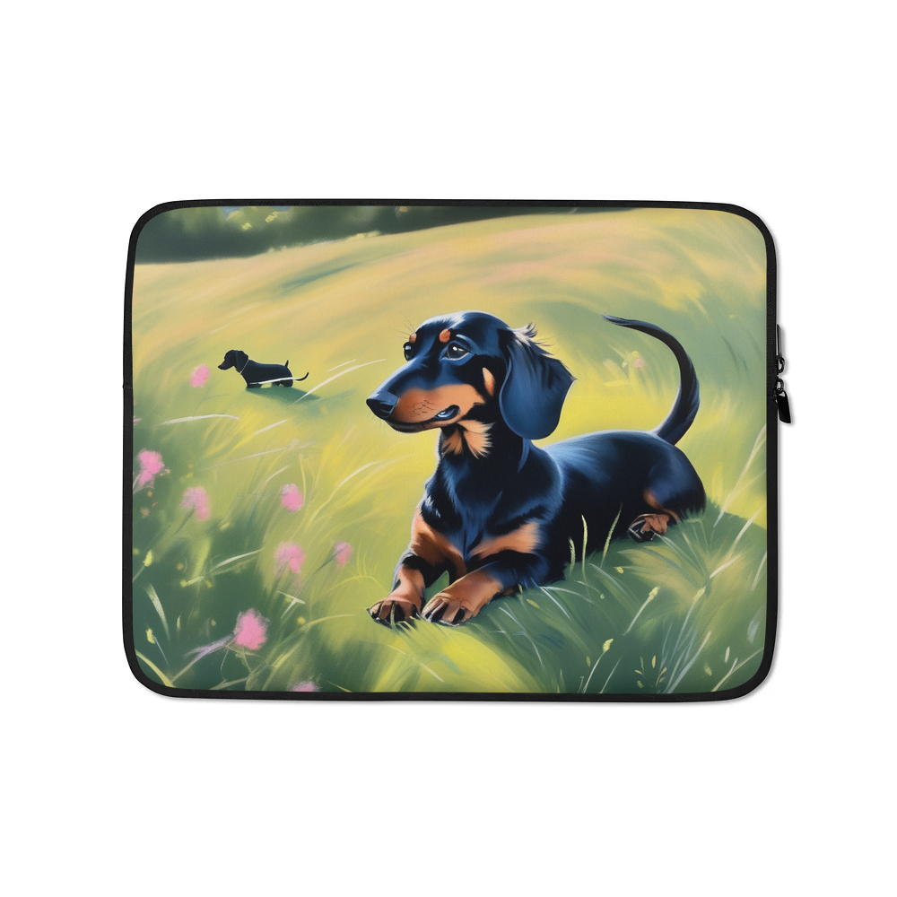 PugMug Custom Black Dachshund Laptop Sleeve