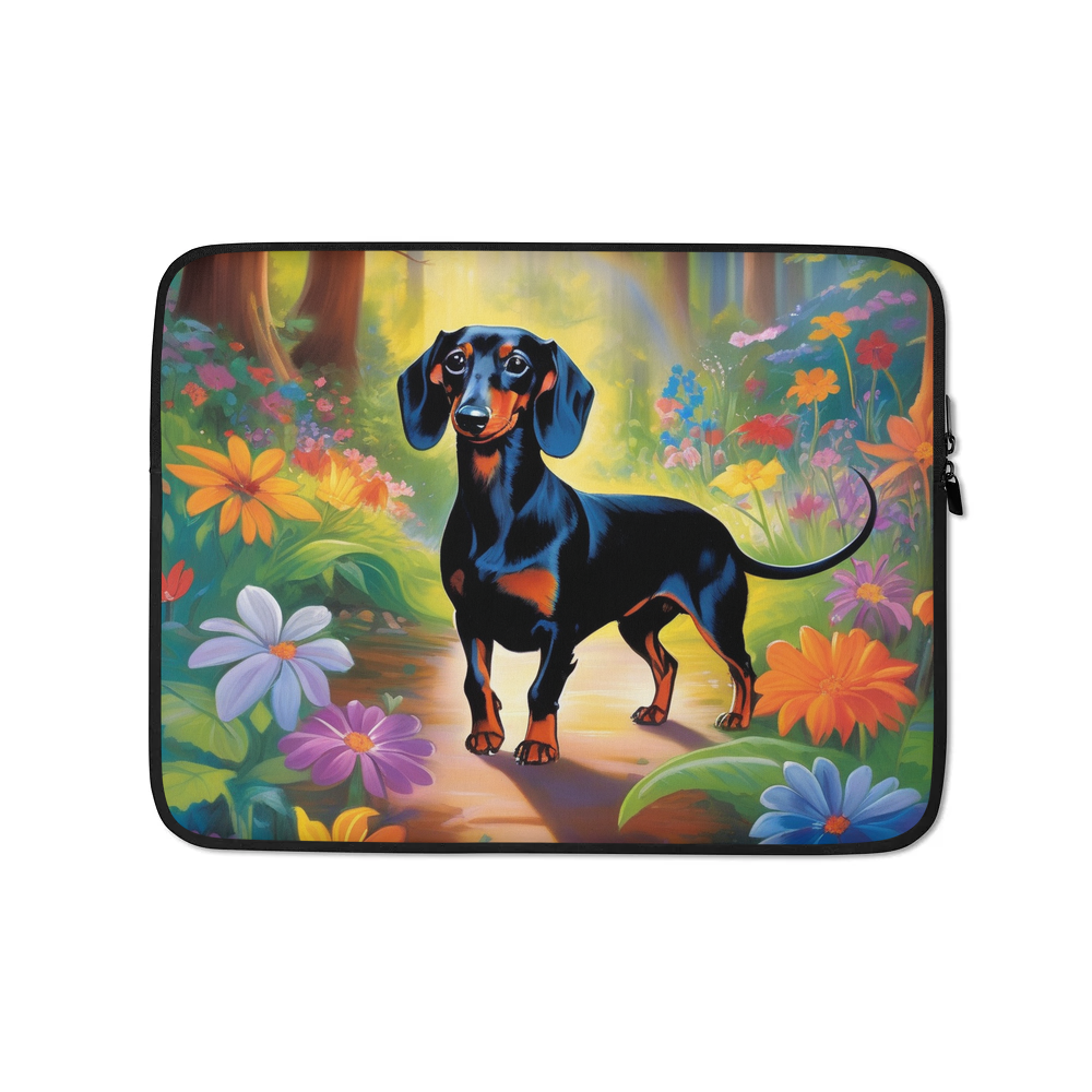 PugMug Custom Black Dachshund Laptop Sleeve