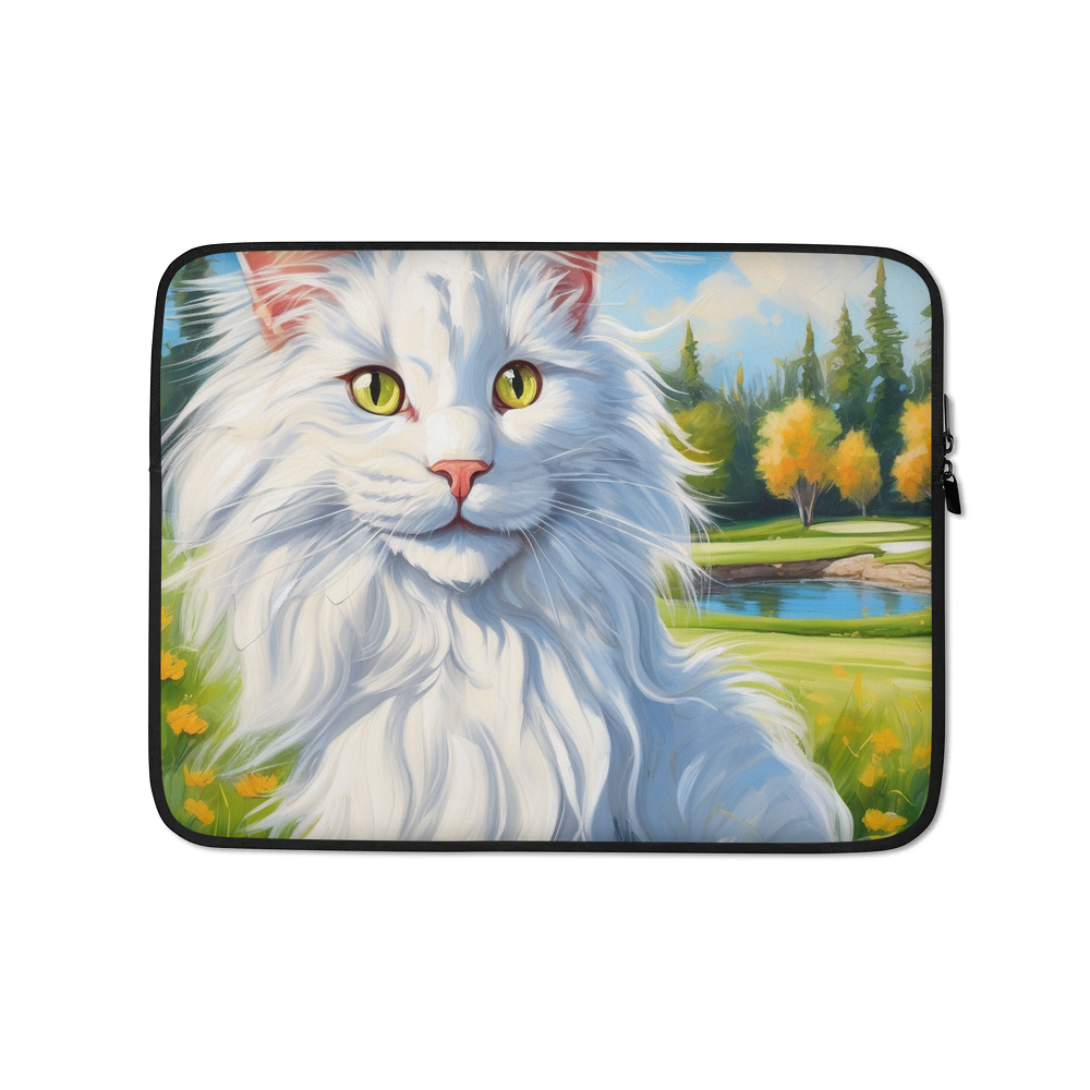 PugMug Custom White Maine Coon Cat Laptop Sleeve