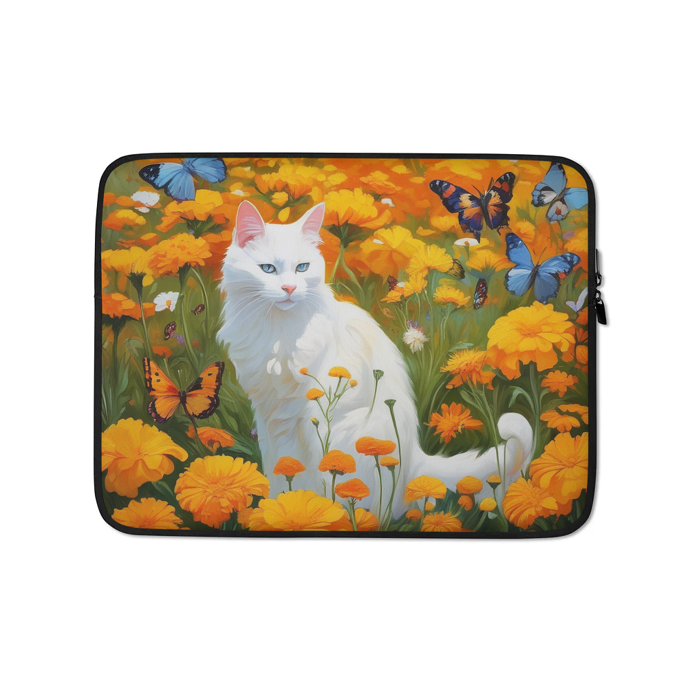 PugMug Custom White Companion Cat Laptop Sleeve