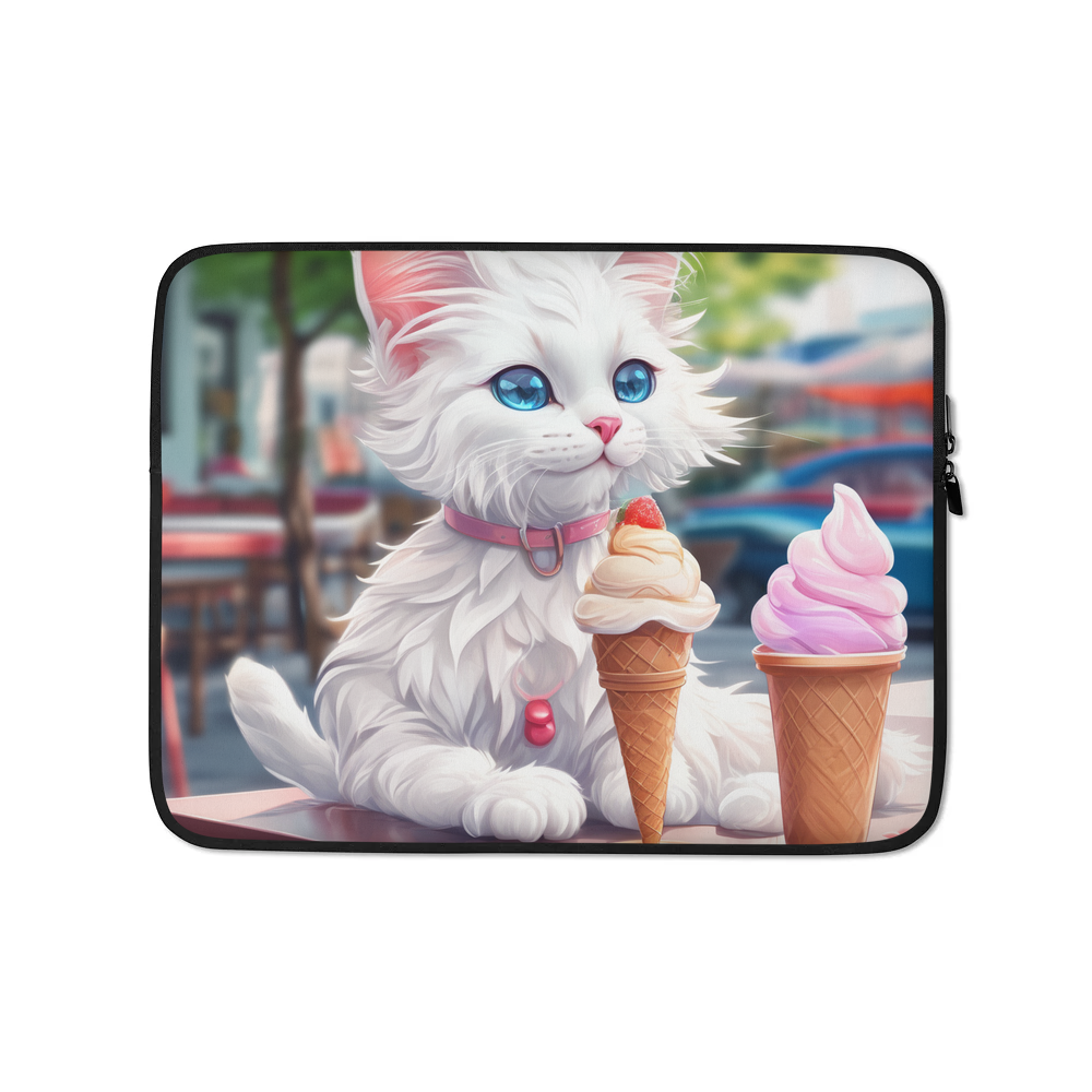 PugMug Custom White Companion Cat Laptop Sleeve