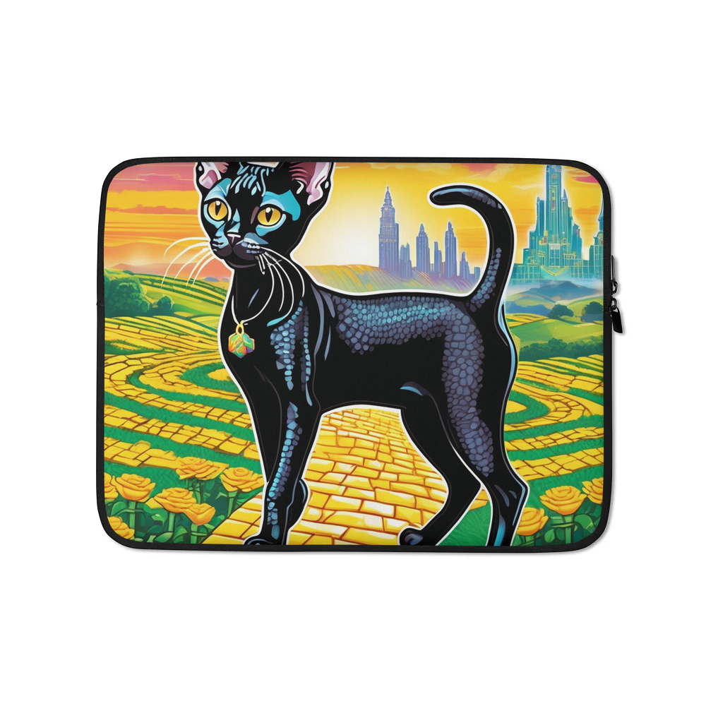 PugMug Custom Black Devon Rex Cat Laptop Sleeve