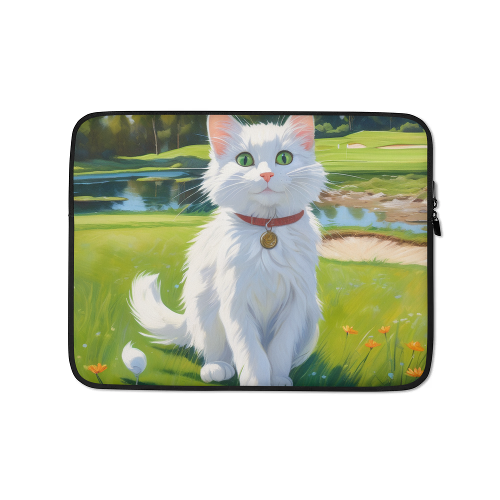 PugMug Custom White Companion Cat Laptop Sleeve