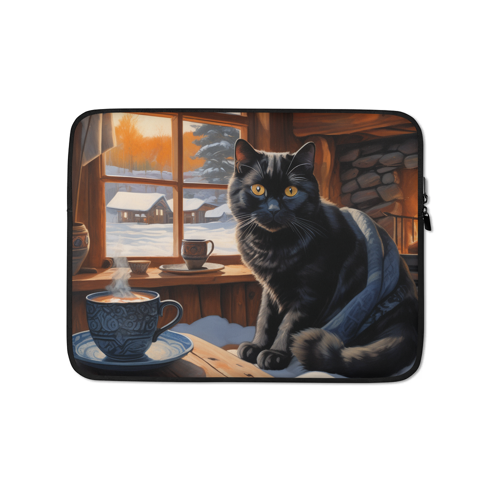 PugMug Custom Black Scottish Fold Cat Laptop Sleeve