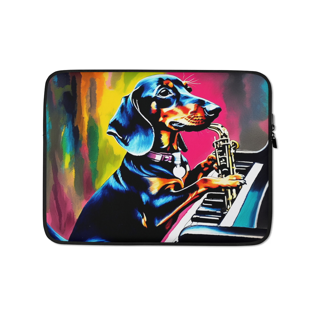 PugMug Custom Black Dachshund Laptop Sleeve
