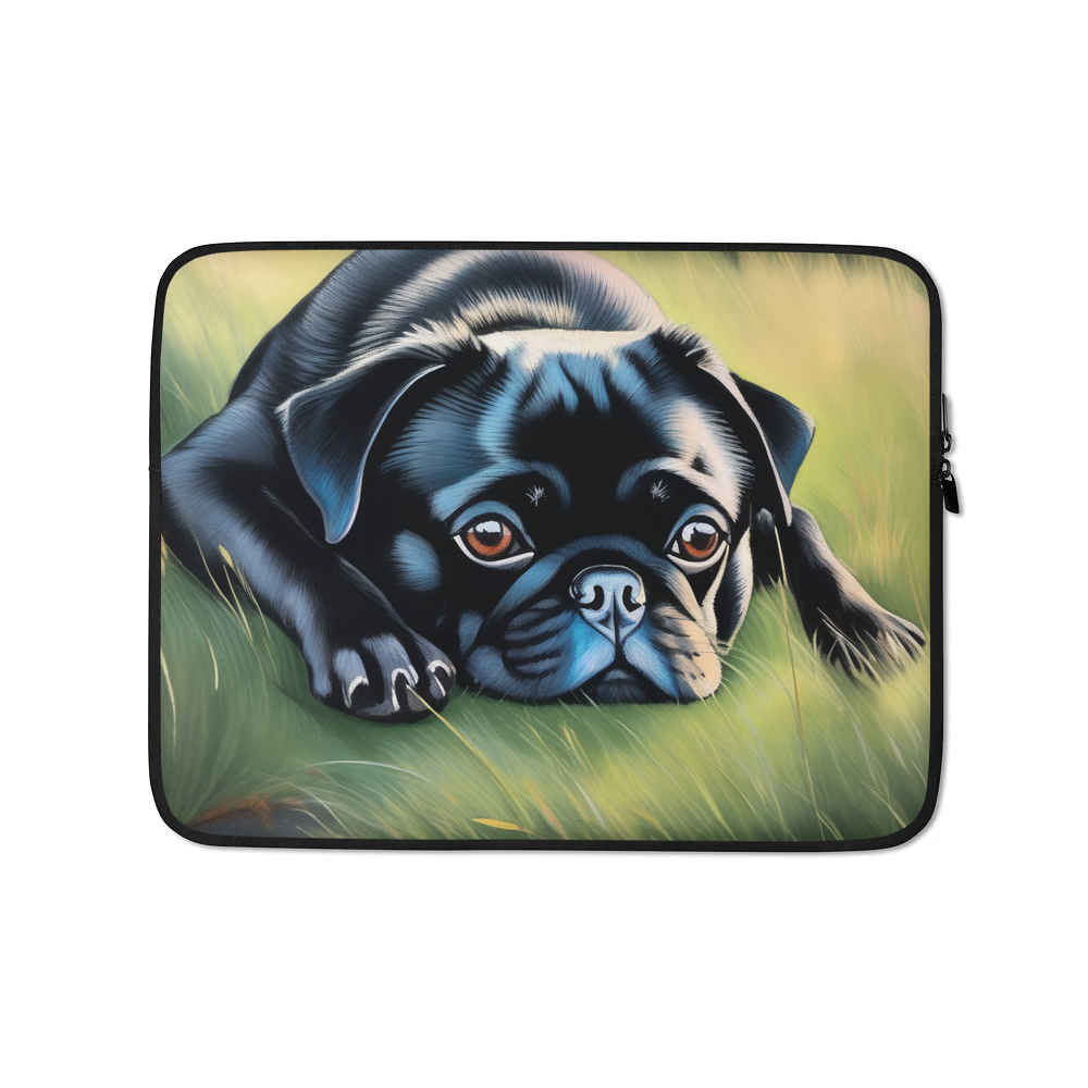 PugMug Custom Black Pug Laptop Sleeve