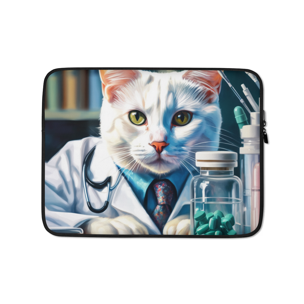 PugMug Custom White Companion Cat Laptop Sleeve