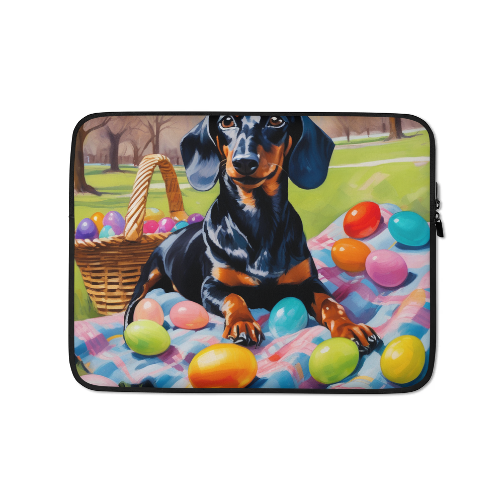 PugMug Custom Black Dachshund Laptop Sleeve