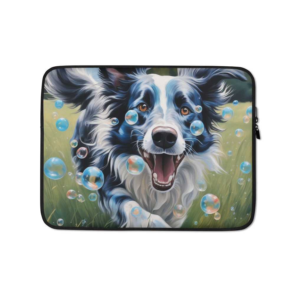 PugMug Custom Blue Merle Border Collie Laptop Sleeve