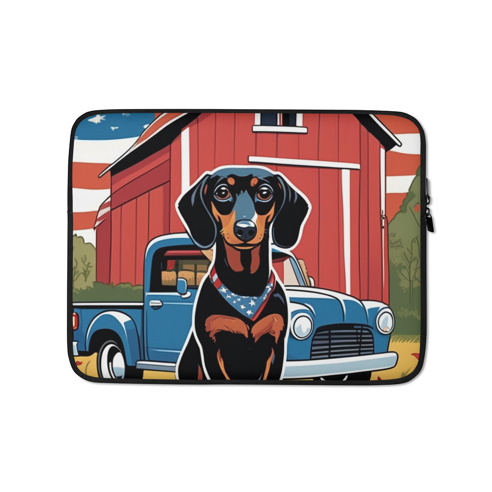 PugMug Custom Black Dachshund Laptop Sleeve
