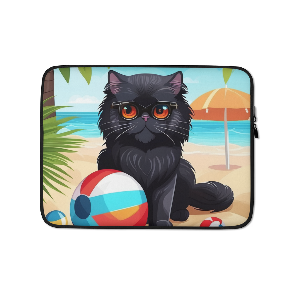 PugMug Custom Black Persian Cat Laptop Sleeve