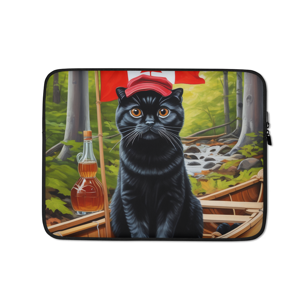 PugMug Custom Black Scottish Fold Cat Laptop Sleeve