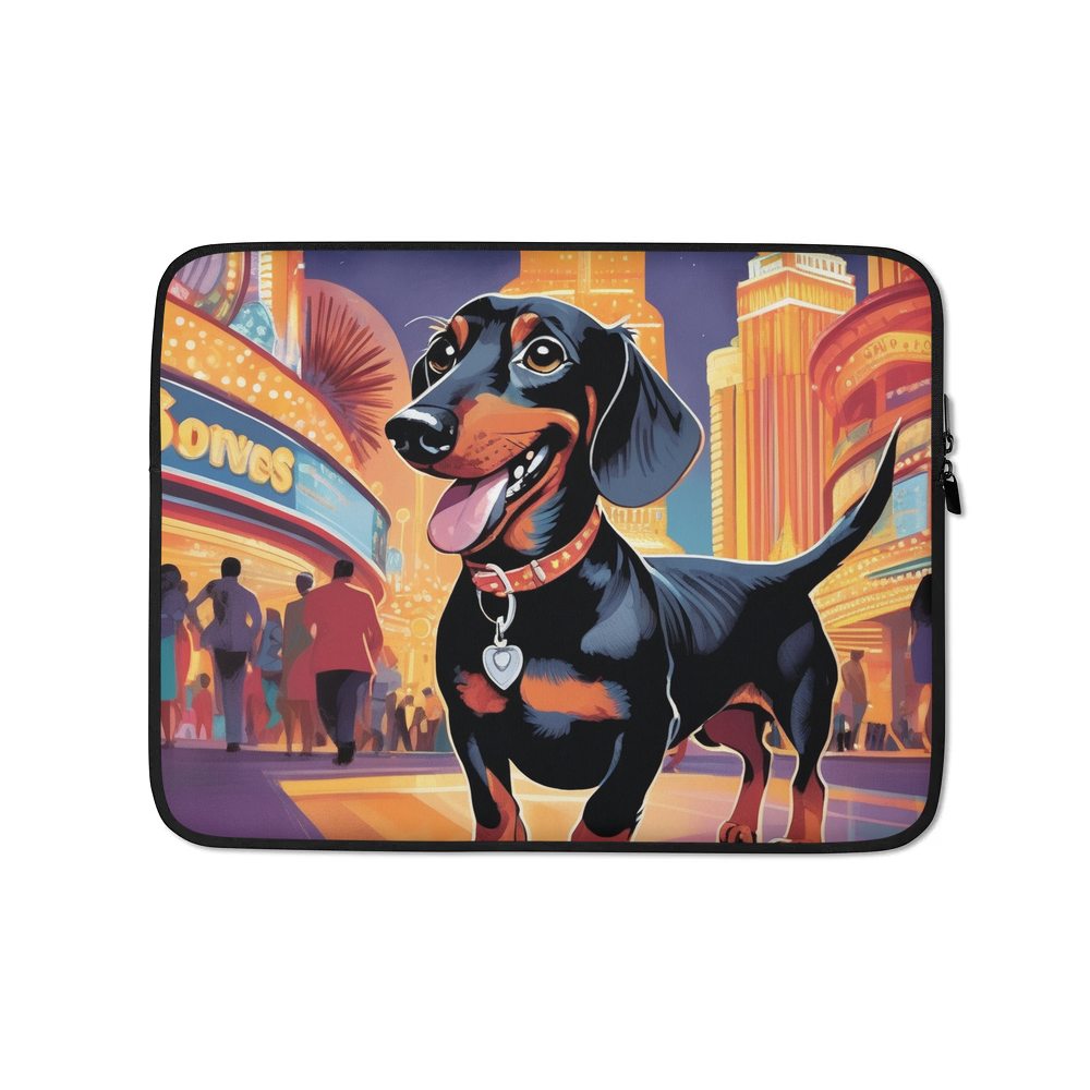 PugMug Custom Black Dachshund Laptop Sleeve