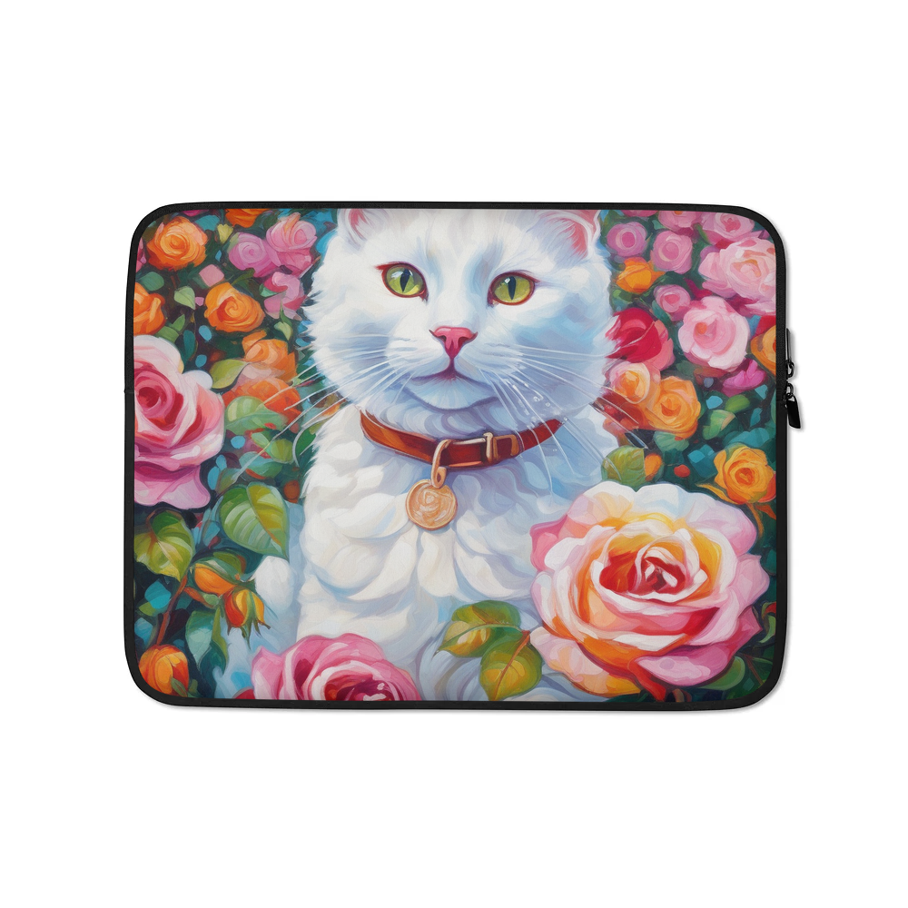 PugMug Custom White Companion Cat Laptop Sleeve