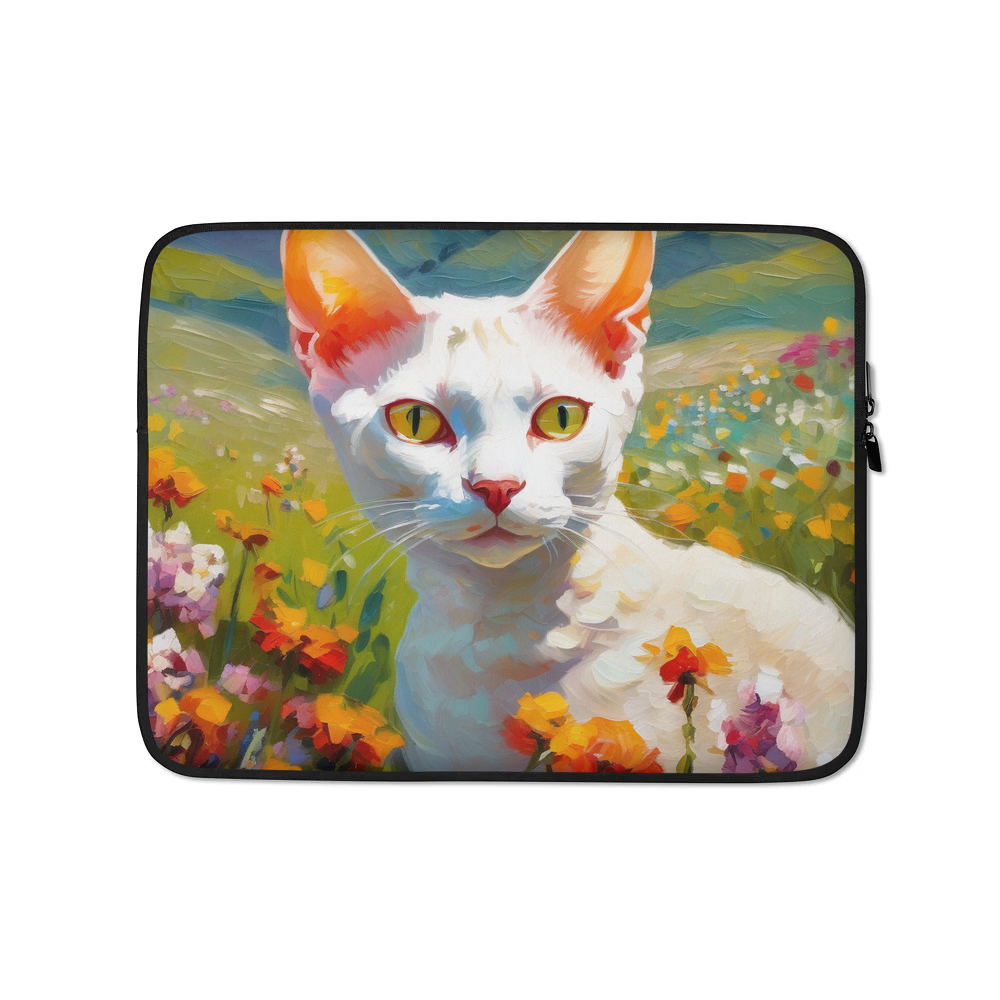 PugMug Custom White Devon Rex Cat Laptop Sleeve