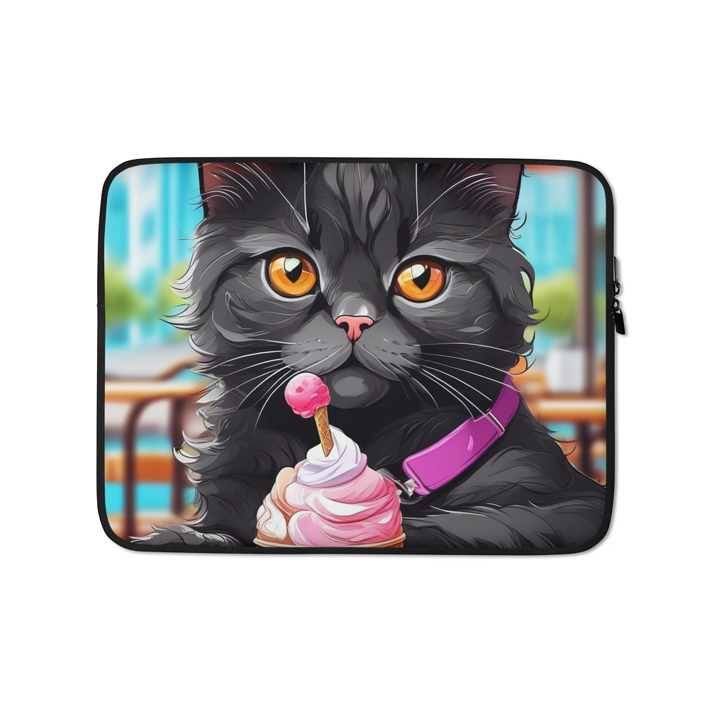 PugMug Custom Black Scottish Fold Cat Laptop Sleeve