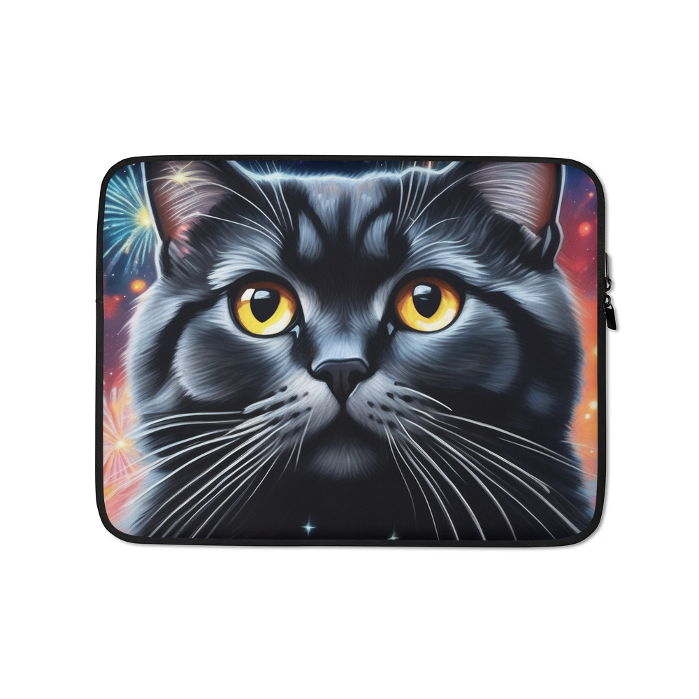 PugMug Custom Black Scottish Fold Cat Laptop Sleeve