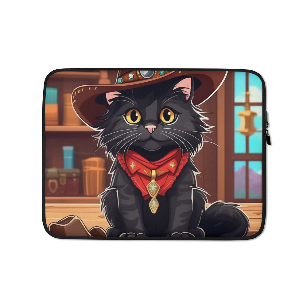 PugMug Custom Black Maine Coon Cat Laptop Sleeve