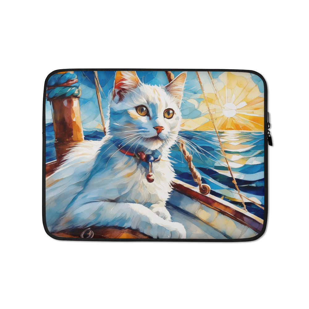 PugMug Custom White Companion Cat Laptop Sleeve