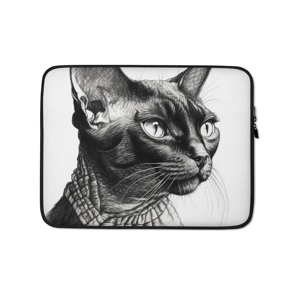 PugMug Custom Black Devon Rex Cat Laptop Sleeve