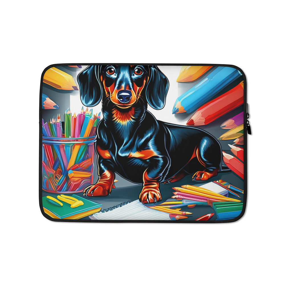 PugMug Custom Black Dachshund Laptop Sleeve