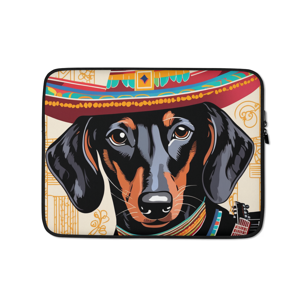 PugMug Custom Black Dachshund Laptop Sleeve
