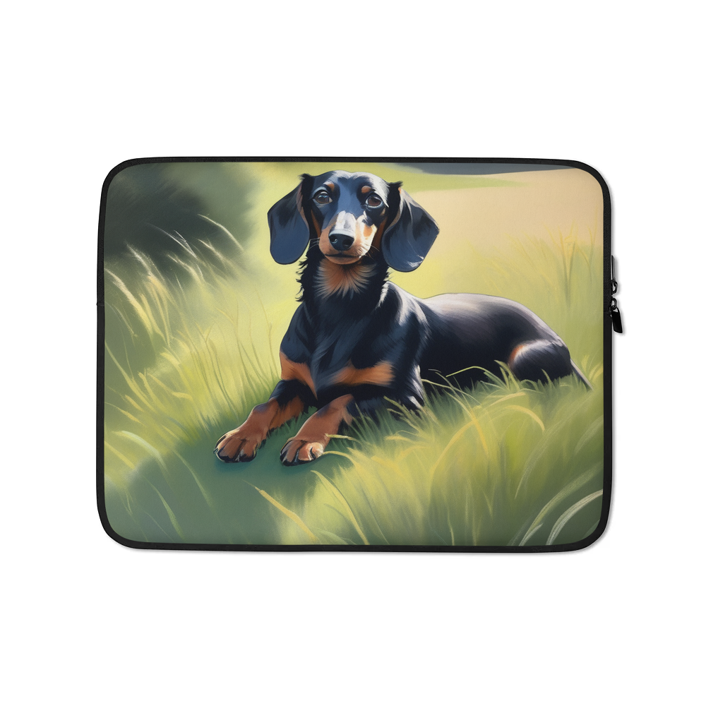 PugMug Custom Black Dachshund Laptop Sleeve