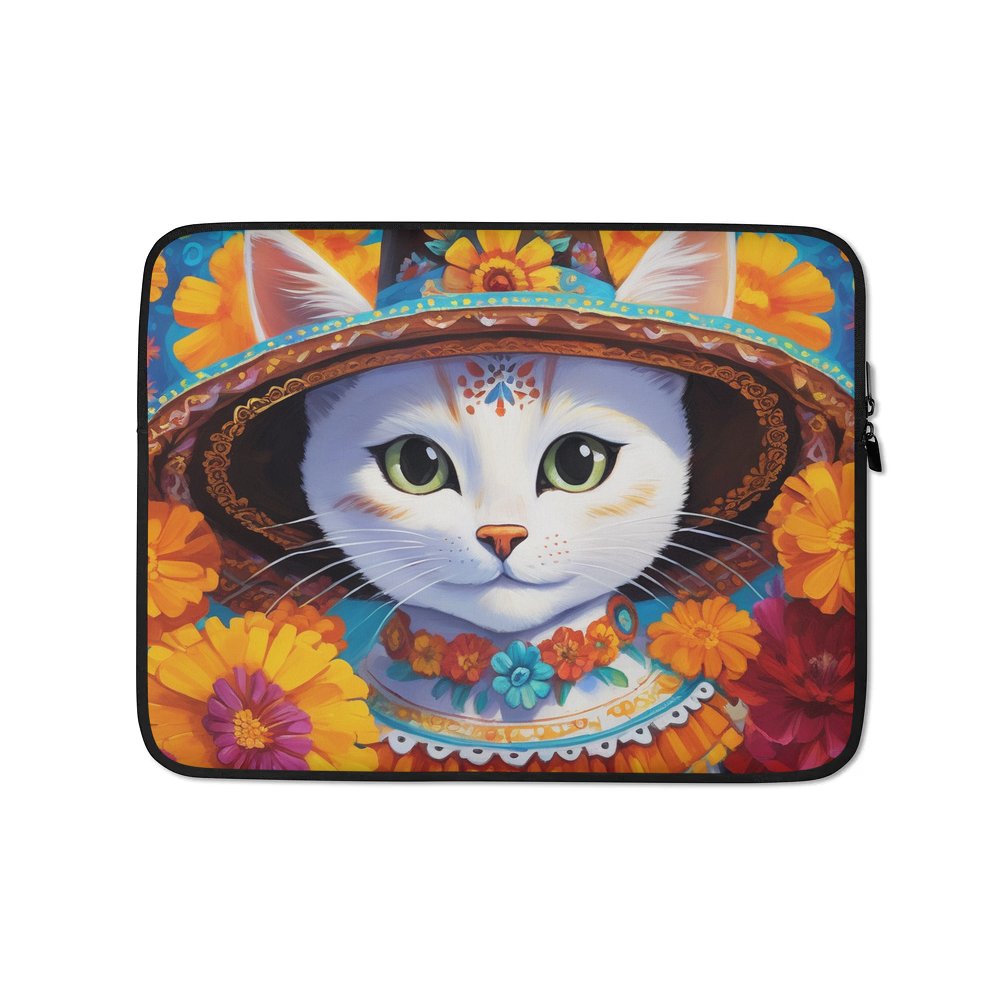 PugMug Custom White Companion Cat Laptop Sleeve