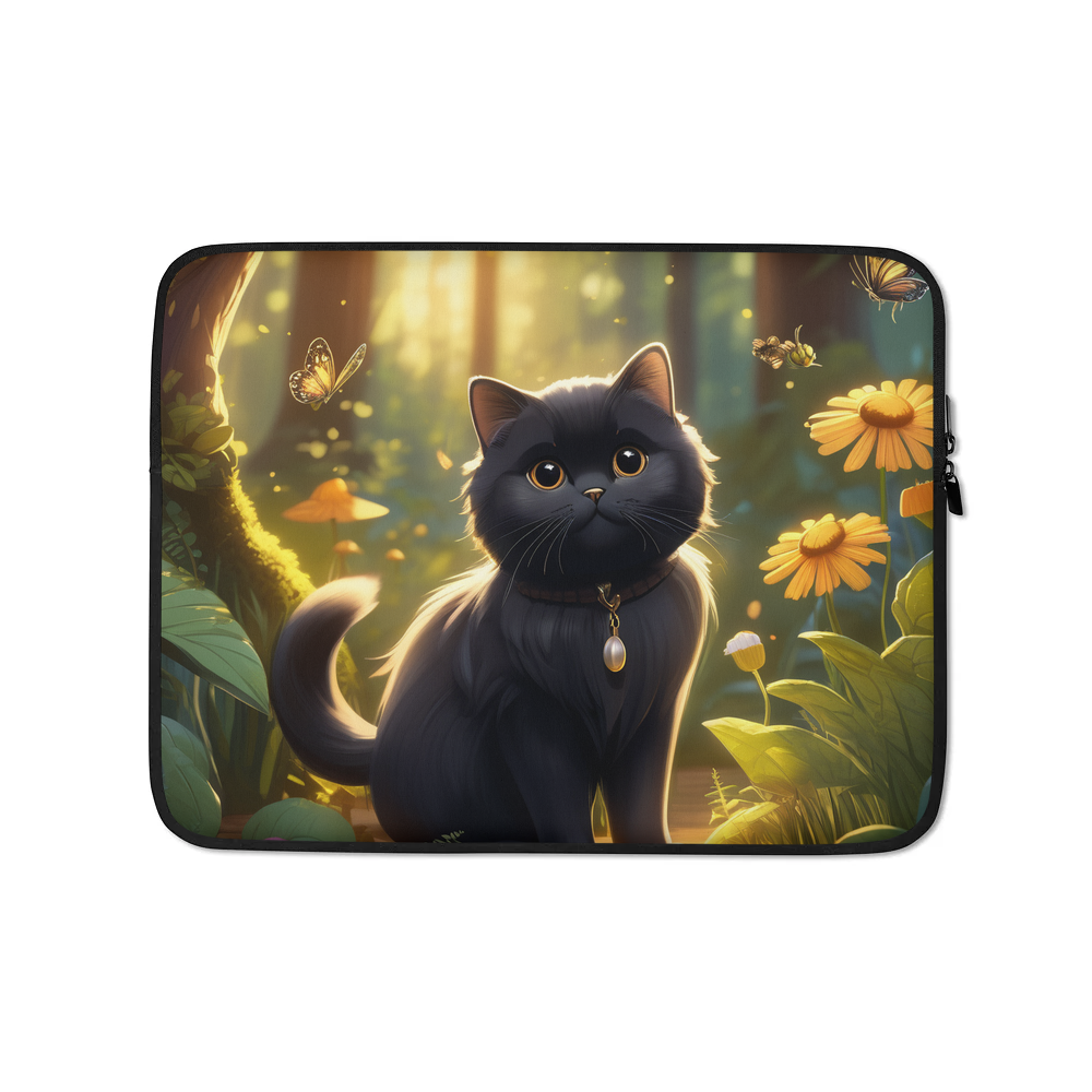 PugMug Custom Black Scottish Fold Cat Laptop Sleeve