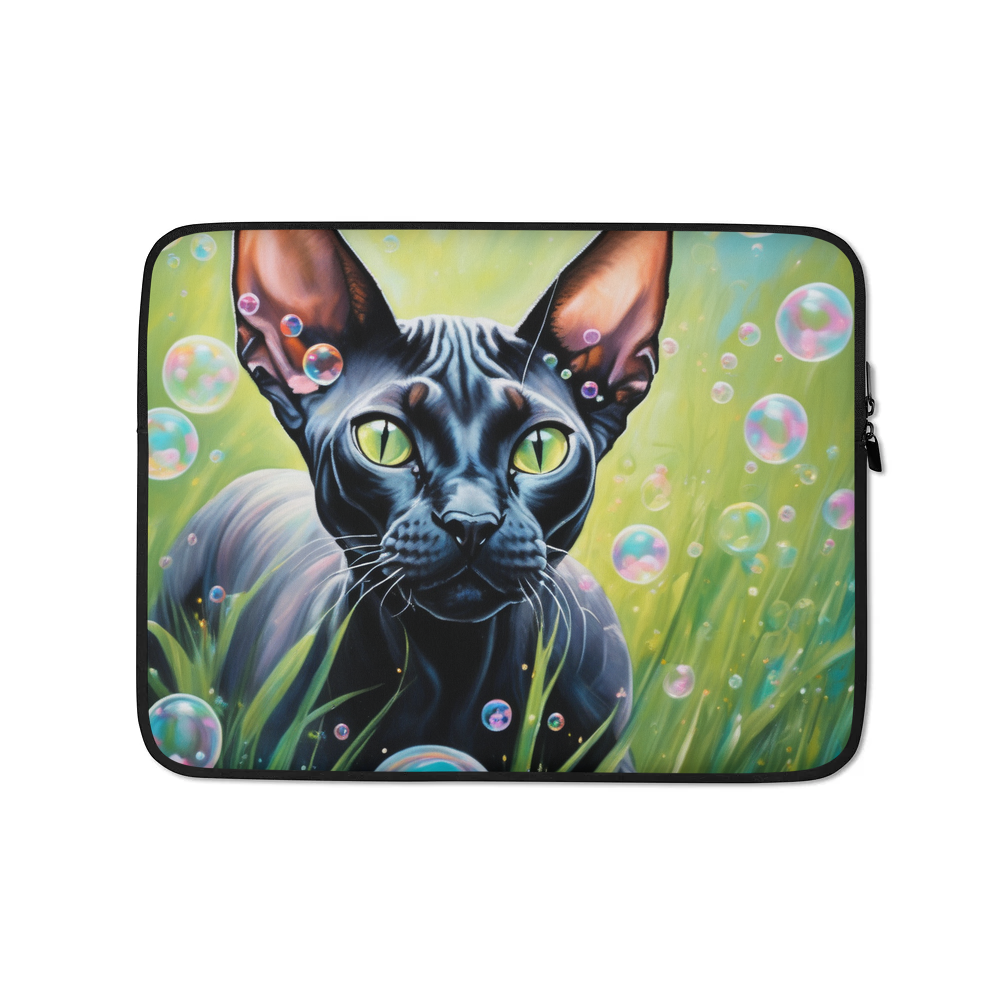 PugMug Custom Black Sphynx Cat Laptop Sleeve