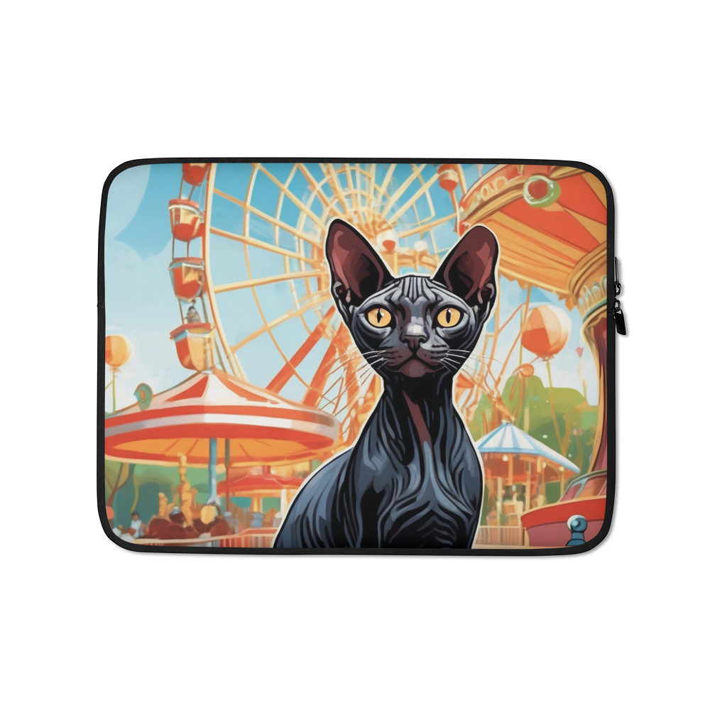 PugMug Custom Black Sphynx Cat Laptop Sleeve