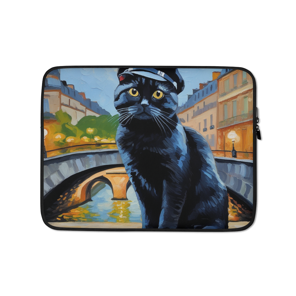 PugMug Custom Black Scottish Fold Cat Laptop Sleeve