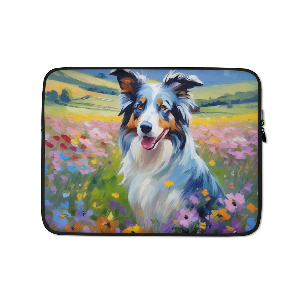 PugMug Custom Blue Merle Border Collie Laptop Sleeve