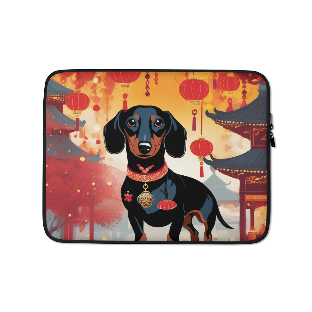 PugMug Custom Black Dachshund Laptop Sleeve