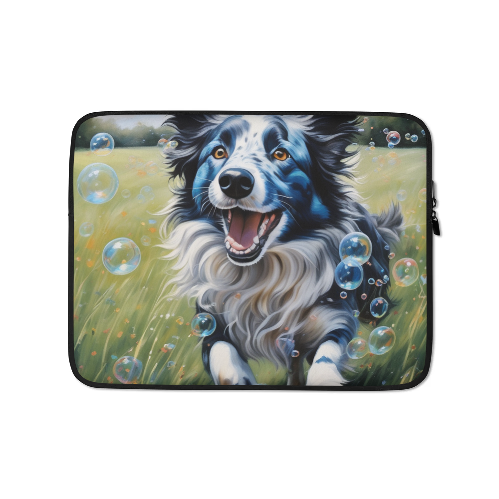 PugMug Custom Blue Merle Border Collie Laptop Sleeve