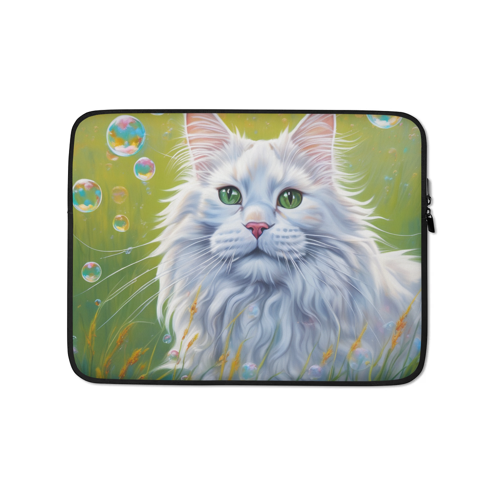 PugMug Custom White Maine Coon Cat Laptop Sleeve