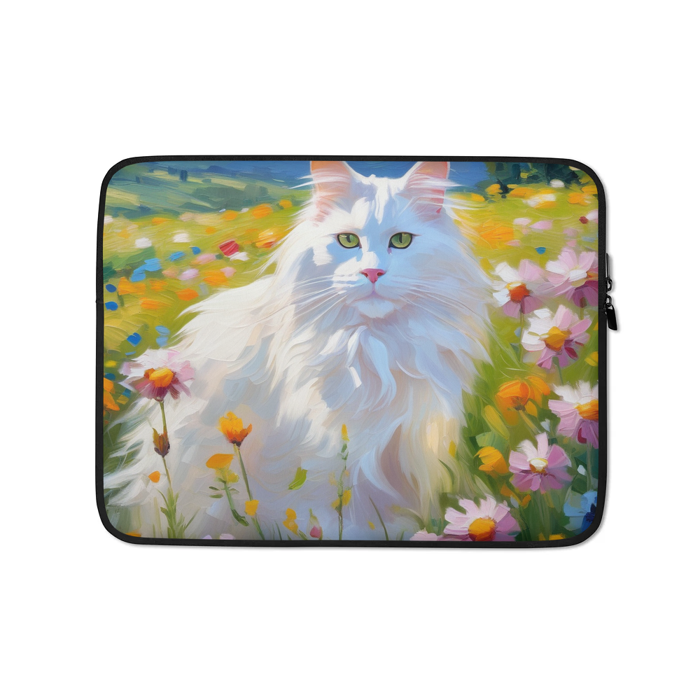 PugMug Custom White Maine Coon Cat Laptop Sleeve