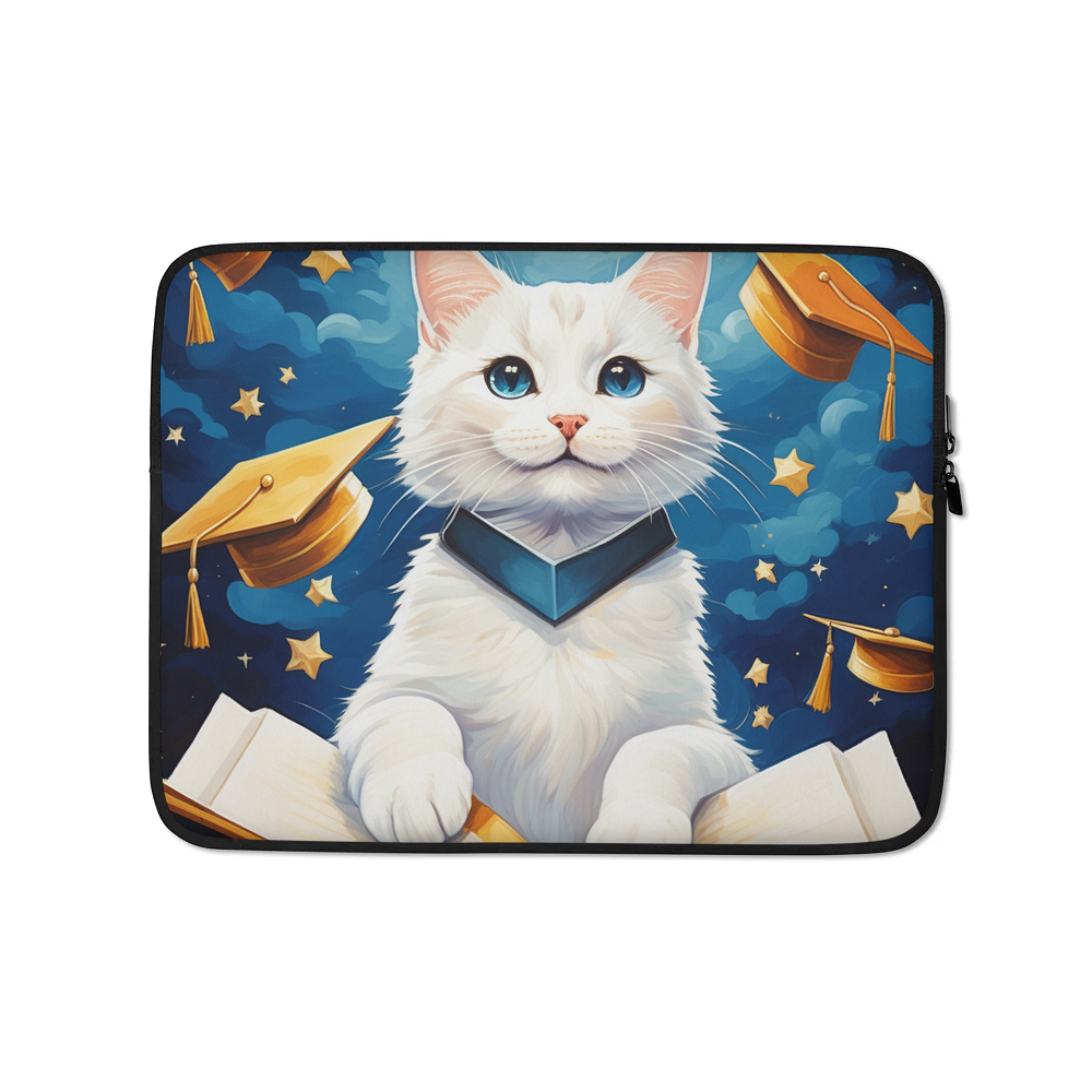 PugMug Custom White Companion Cat Laptop Sleeve