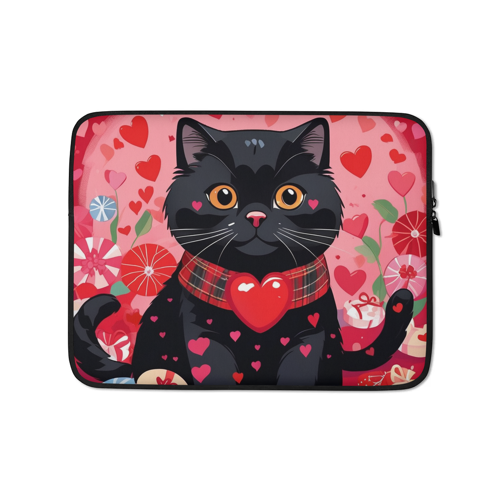PugMug Custom Black Scottish Fold Cat Laptop Sleeve