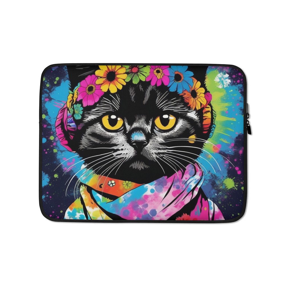 PugMug Custom Black Scottish Fold Cat Laptop Sleeve