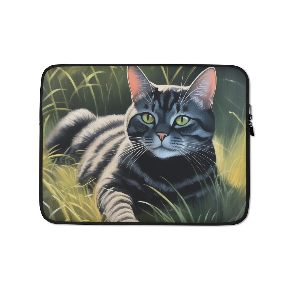 PugMug Custom Black American Shorthair Cat Laptop Sleeve