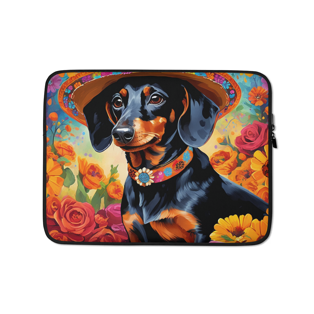 PugMug Custom Black Dachshund Laptop Sleeve