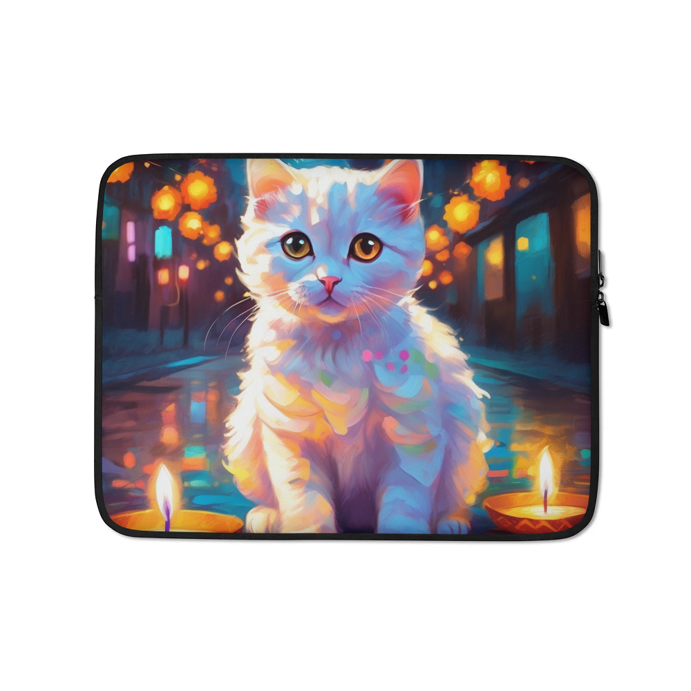PugMug Custom White Scottish Fold Cat Laptop Sleeve