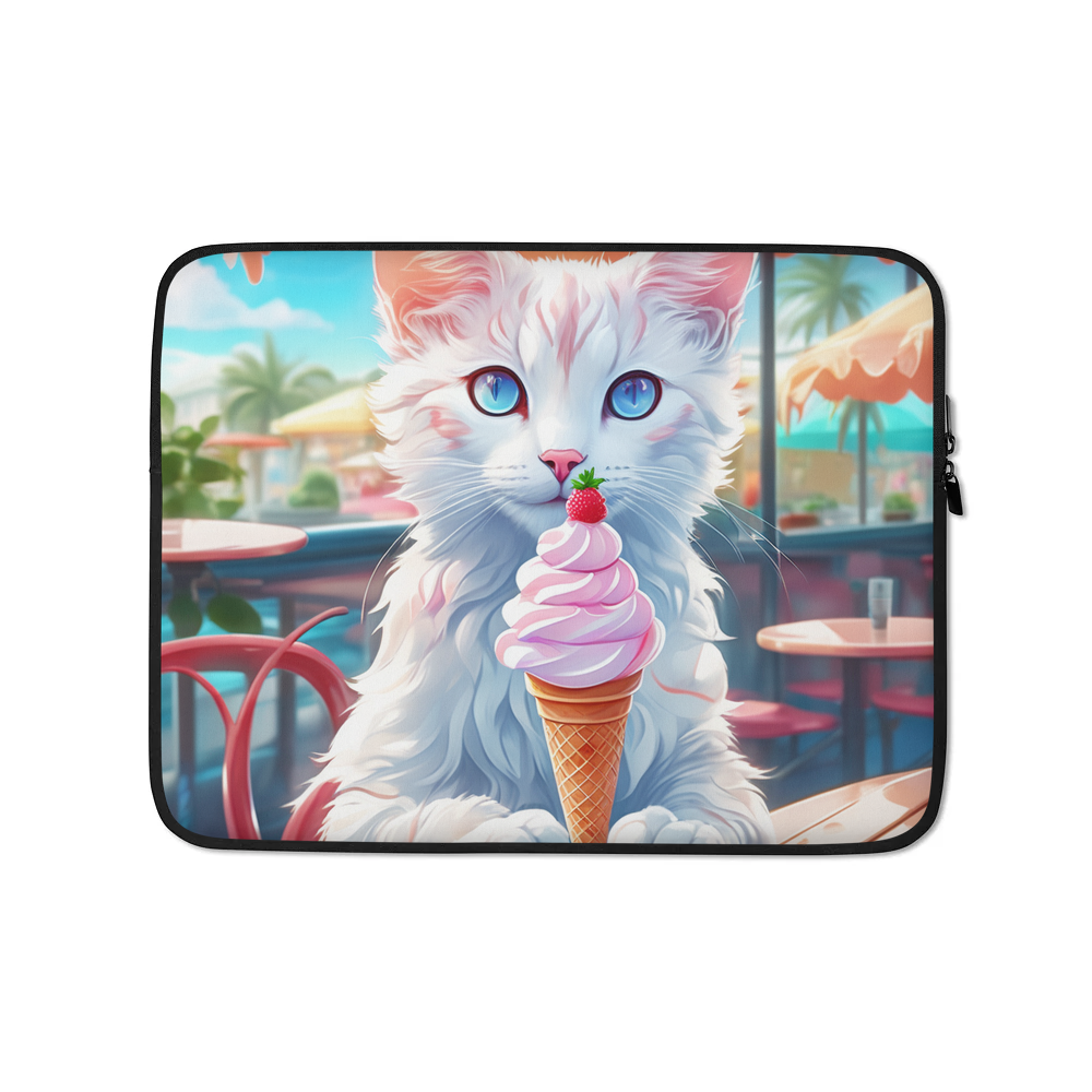 PugMug Custom White Companion Cat Laptop Sleeve