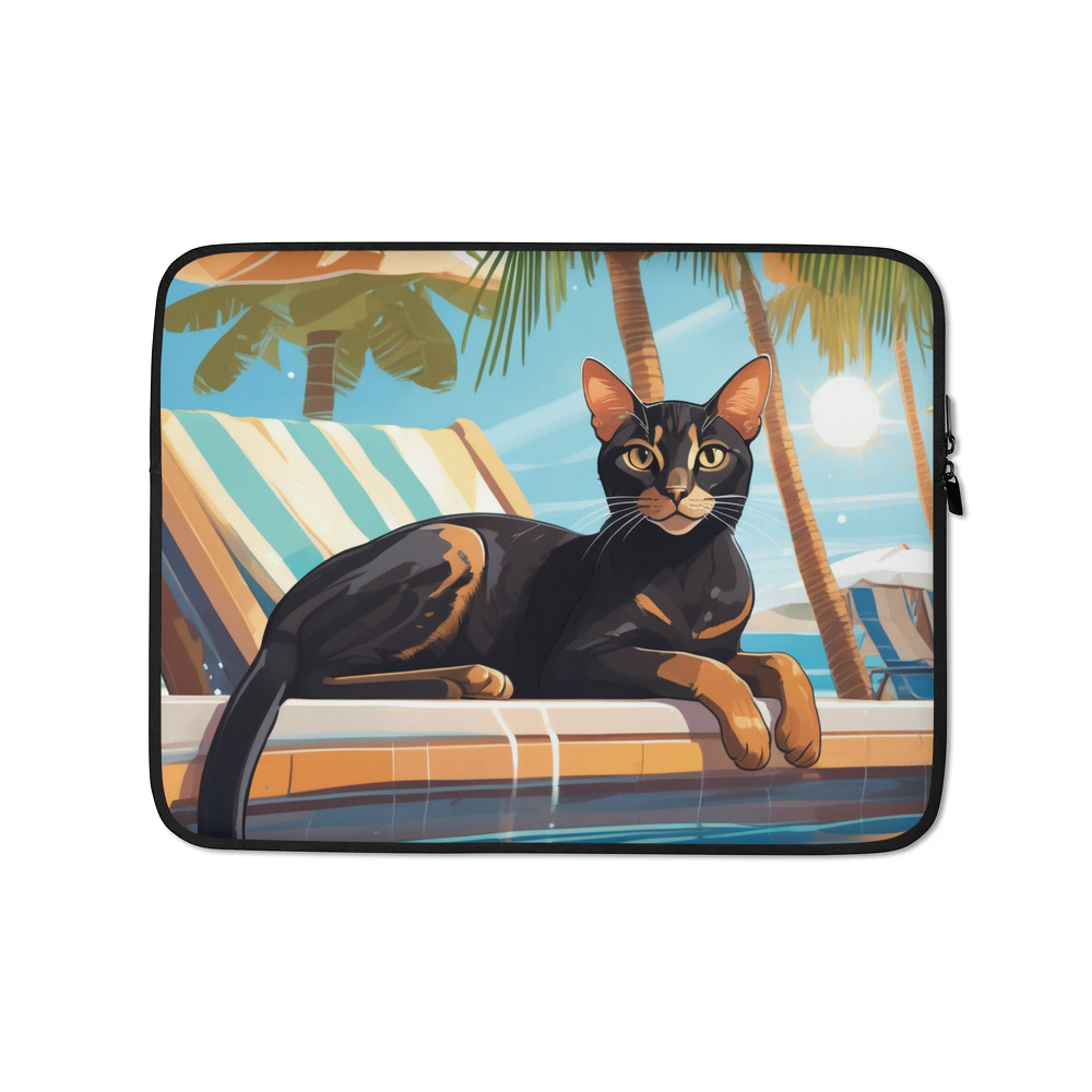 PugMug Custom Black Abyssinian Cat Laptop Sleeve