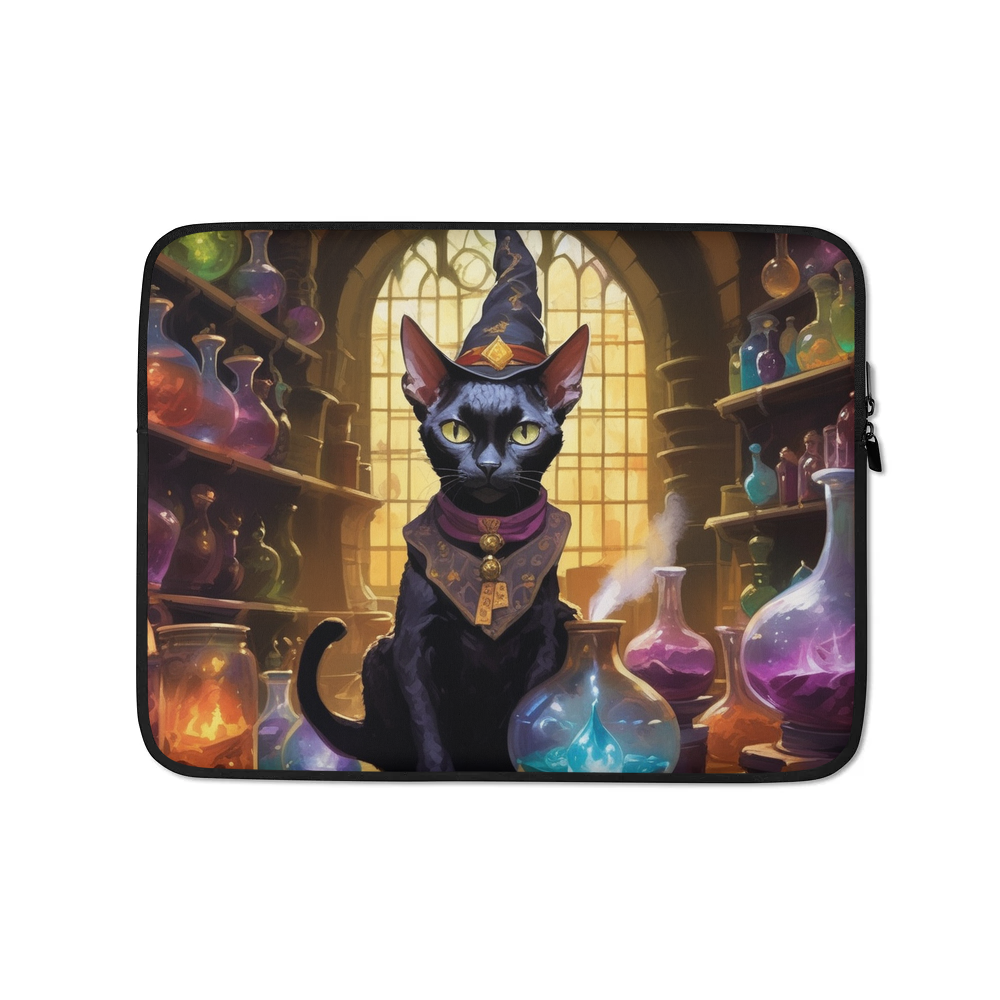 PugMug Custom Black Devon Rex Cat Laptop Sleeve